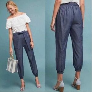 Anthropologie Globetrotter Joggers - Blue Denim Sz: S